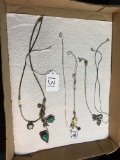 (2) Sterling Cat Pendants & Southwestern Sterling/Turquoise-Tangled Chains  (23 grams)