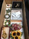 Mixed Lot: Zebra Compact, Napier Necklace/Earrings, Brooch Pins, + More!