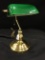 Brass/Green Glass Desk Light