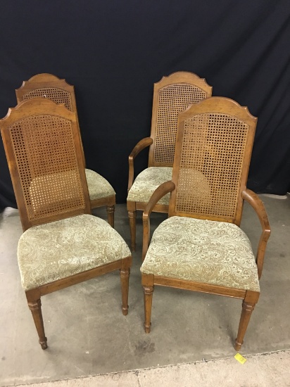 Set Of (4) Cane Back Dining Room Chairs