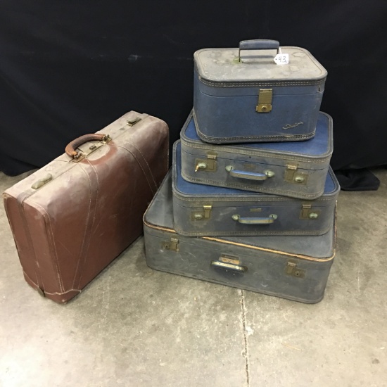 (5) Pcs. Of Vintage Luggage-All Very Well Used