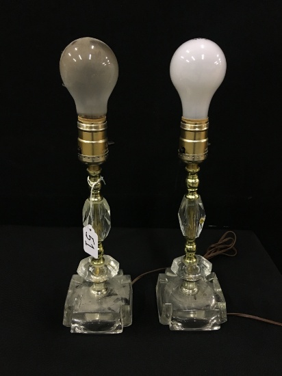 Vintage Boudiour Lamps  Hand Imported Cut Glass