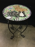 Wrought Iron Drink Table W/Inlaiod Top  14