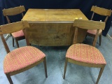 Drexel Furniture 60's Era Walnut Drop Leaf Table W/4-Chairs   27