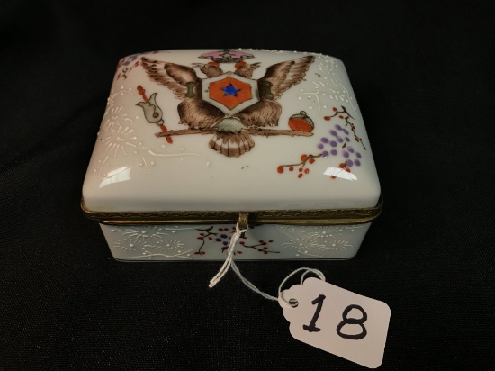 Hand Painted & Enameled Lidded Porcelain Jewelry Box