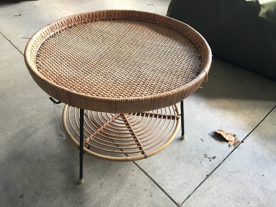 Wicker and Metal Coffee/End Table with Some Loose Wicker Pictures