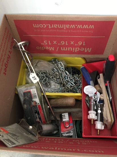 Box of Tool, Chain and More Pictured