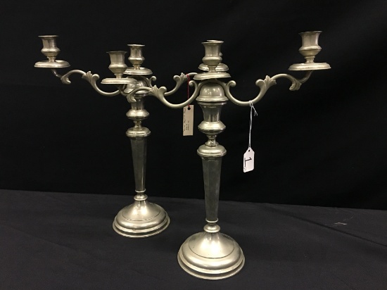 Pair Of Vintage 3-Light Candleholders