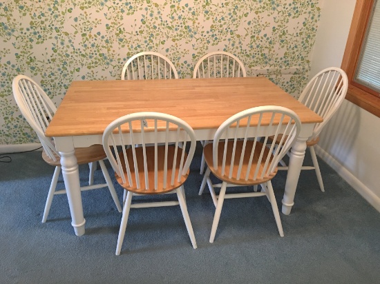 30" X 60" Farm Style Table and 6 Chairs