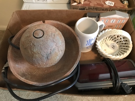 Serenity Fountain, Clock Radio, Basket, UD Mug and Two Cat's Meow Buildings