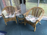 Two Ratan Chairs and Ottoman 33