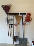 Yard Tool Grouping on Wall, Not Peg Board