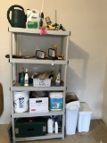 Plastic Shelving Unit and Contents Of Lawn and Garden Items