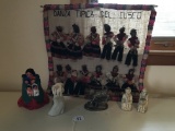 Mexican Wall Tapastry, Souvenir Figurines and Willoe Tree Figure