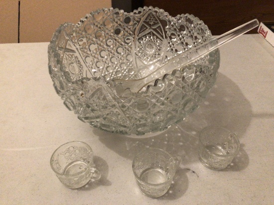 (20) Pc. Glass Punchbowl Set In Box By L.C. Smith Glass Co.