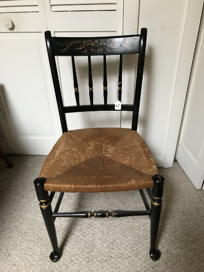 Stencilled Hitchcock Style Chair W/Rush Seat