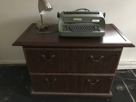 Multiple Items: IBM Electric Typewriter, Lateral File, & Lamp