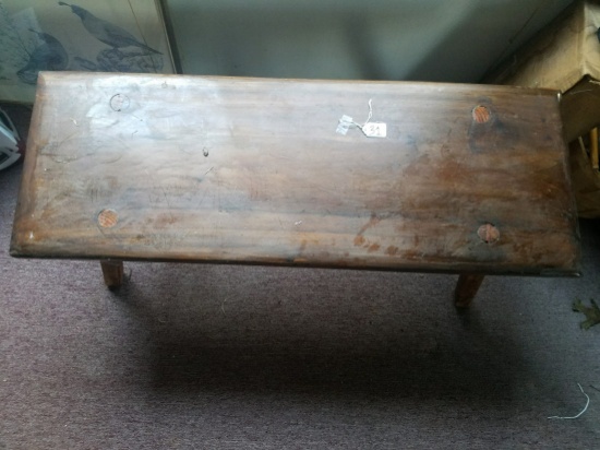 Primitive Wooden Bench Is 41" Long x 17" Tall