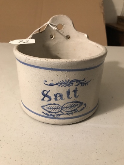 Antique Stoneware Salt Crock W/Hairline In Bottom & Minor Chips