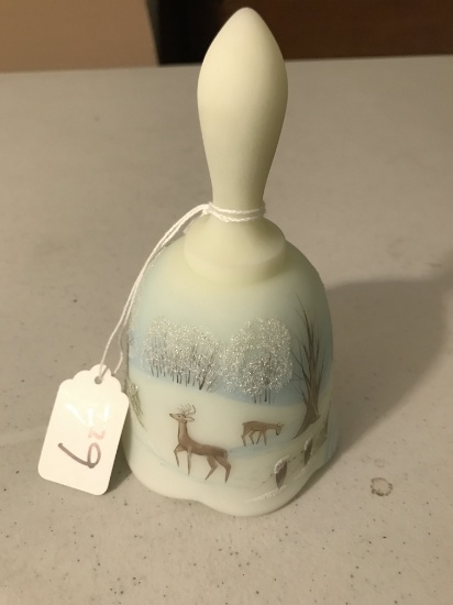 1979 Fenton Hand Painted 6"T. Bell By Sue L.