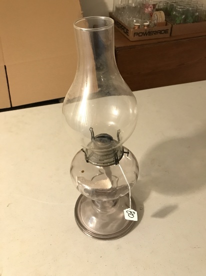 Antique Oil Lamp W/Chimney Is 18"T.