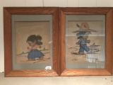 Pair Of Southwestern Kids In Oak Frames