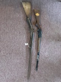 Old Double Barrel Shotgun Wall Hanger & BB Rifle  **Parts Only-Shotgun will not even break open*