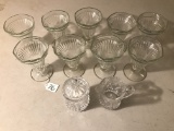 (9) Vintage Glass Sundae Glass (Few chips) & Cream & Sugar