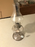 Antique Oil Lamp W/Chimney Is 18