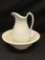 Antique White Ironstone Pitcher & Wheeling Pottery Bowl Is 13