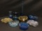 Lot Of (9) Pcs. Of Colored Glass: Bowls, Vase, Compote, + More !!