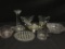 Lot Of Glassware: (2) Etched Cream/Sugars, Oval Bowl, candle Holder, & More!