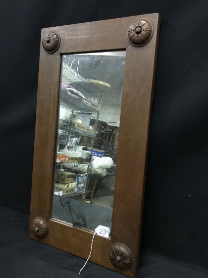 Antique Wood Framed Mirror is 15" x 27"