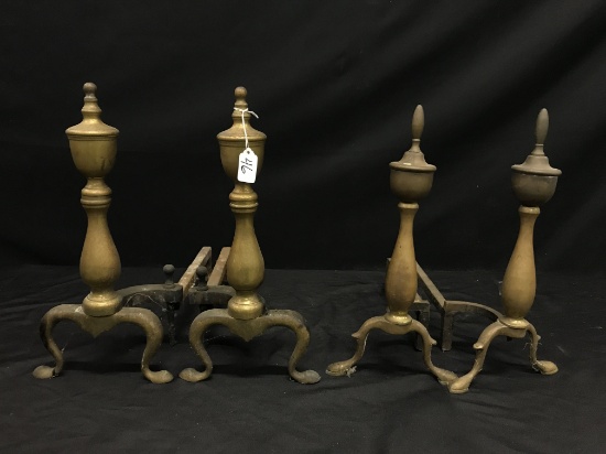 (2) Pair Of Brass/Iron Andirons