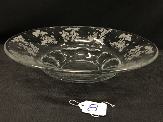 Fostoria "Mayflower" Pattern Serving Bowl Is 12" Diameter & 3.25"T.