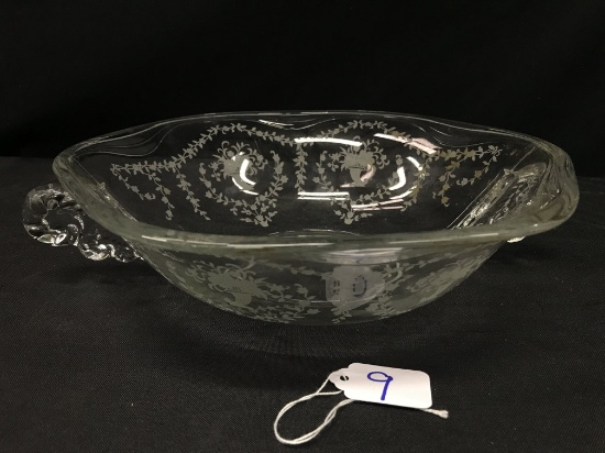 Fostoria "Mayflower" Pattern Serving Bowl Is 11" Diameter & 3.5"T.