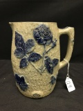 Stoneware Pitcher W/Embossed Flowers Is 8