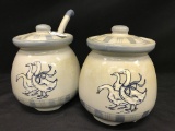 (2) Louisville Stoneware Serving Pots W/Geese Are 8.5