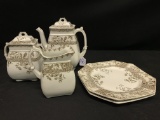 Lot Of (5) Transfer Ware Pcs. By Challinor & Mayer, England In 