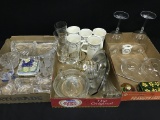 (3) Flats Of Glassware, Mikasa Cups, Candle Holders, Juicer, & More!