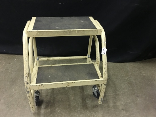 Library Style Step Stool On Wheels Is 21" Tall x 19" Wide