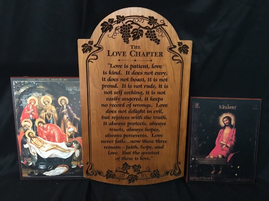 Love Chapter Engraved Plaque Is 16" x 26" + (2) Contemporary Russian Icons