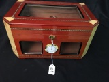 Wood Inlaid Cigar Humidor with All Shown in Picture