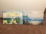 Pair of Oil on Canvas Beach Theme Paintings, No Signatures