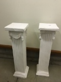 Pair Of Plaster Pedestals Are 36