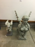 Pair Of Resin Garden Statues-Larger 1 Is 34