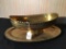 Middle Eastern Engraved Brass Tray W/Oblong Bowl