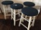 (4) Wooden Stools W/Upholstered Tops Are 23