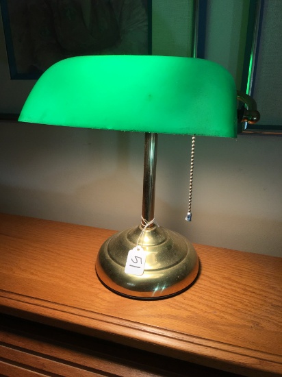 Desk lamp W/Green Shade Is 13" Tall