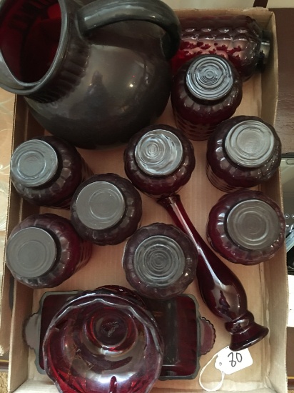 (13) Pcs. Ruby Red Glassware